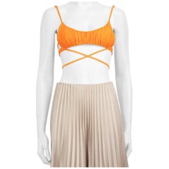 Versace Orange Ruched Bikini Top Size XXS