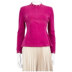 Versace Pink Studded Long Sleeve Top Size M
