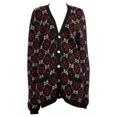 Gucci Black Wool Monogram Cardigan Size XL