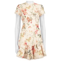 Zimmermann Beige Mercer Lace-up Floral Dress Size S