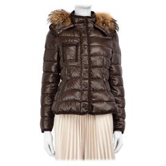 Moncler Brown Raccoon Fur Trim Puffer Jacket Size M