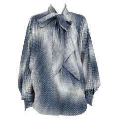 Alexandre Vauthier Blue Silk Polkadot Blouse Size L