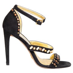 Prada Black Suede Beaded Strappy Sandals Size IT 38.5
