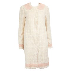 Dolce & Gabbana Cream Tweed Pink Trim Dress Size M