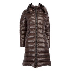 Moncler Brown Quilted Hood Down Coat Size XS
