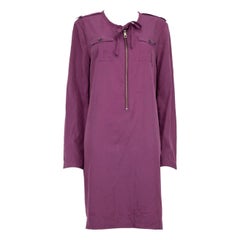 Burberry, abito a maniche lunghe con mini camicia viola, taglia L.L.A.