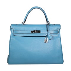 Hermès 06 Azul Jean Piel Kelly 35 Clemence PHW