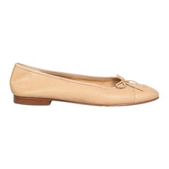 Chanel Beige Caviar Leather CC Ballet Flats Size IT 42