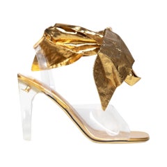 Valentino Garavani Gold Party 100 Bow Sandals Size IT 38