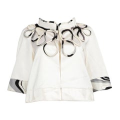 Emilio Pucci White Giacca ricamata astratta taglia S