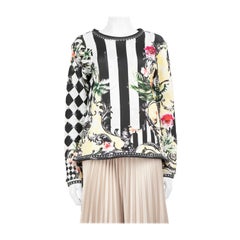Sweat-shirt rayé à imprimé floral Balmain, taille S