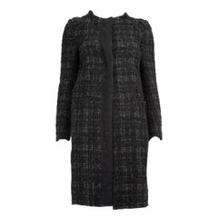 Prada Black Tweed Wool Checkered Coat Size XS