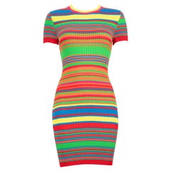 Versace Striped Bodycon Knit Midi Dress Size S