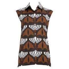Prada Brown Abstract Patterned Sleeveless Top Size M