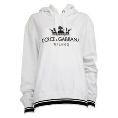 Dolce & Gabbana White Cotton Logo Hoodie Size XXS