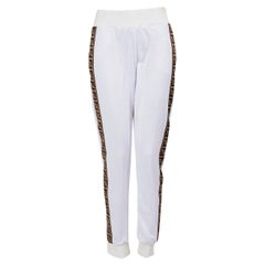 Fendi White Roma Logo Stripe Track Trousers Size M