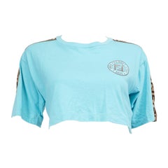 Fendi Blue Logo Trim Cropped Top Size XXS