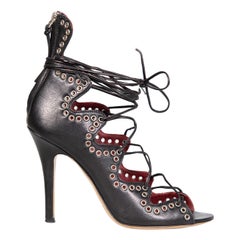 Isabel Marant - Talons ouverts en cuir noir à lacets - Taille IT 37