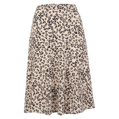 Altuzarra Falda Midi Seda Beige Estampado Leopardo Talla M