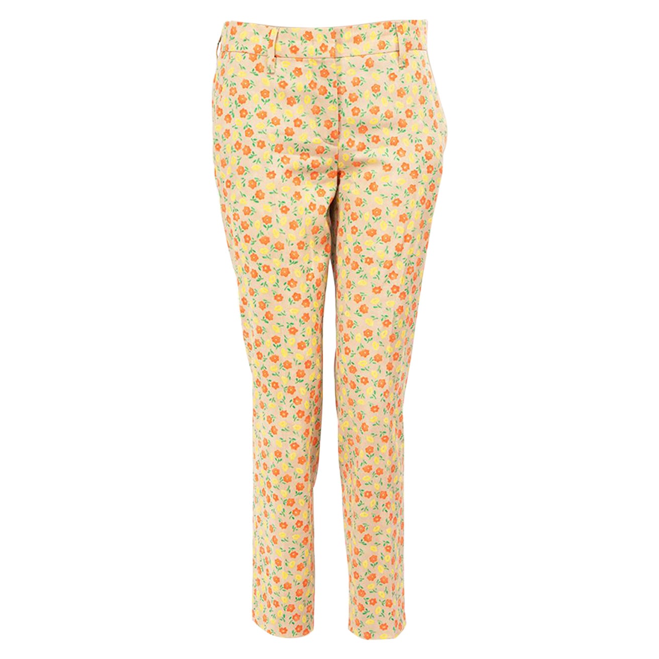 Prada Floral Print Slim Trousers Size XS For Sale