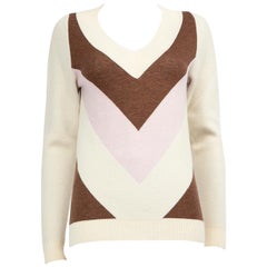 Emilia Wickstead Chevron Wool V-Neck Jumper Size S
