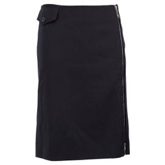 Louis Vuitton Navy Zip Detail Knee Length Skirt Size M