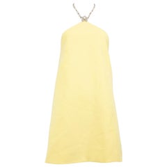 Mini Vestido con Collar Adornado Amarillo Miu Miu Talla S