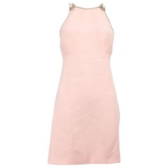 Miu Miu Pink Crystal Embellished Flower Strap Mini Dress Size S