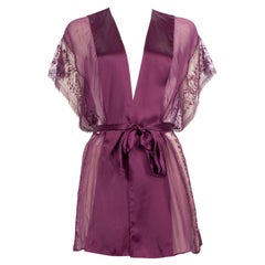Agent Provocateur Purple Silk Lace Trim Robe Size M