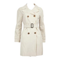 Prada Beige Double Breasted Mid Length Trench Coat Size XS