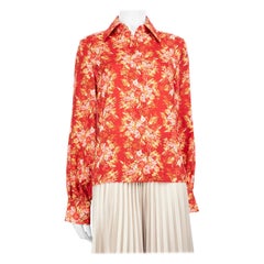 Emilia Wickstead Red Floral Long Sleeve Shirt Size XS