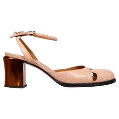 Fendi Checkered Leather Block Heel Pumps Size IT 38