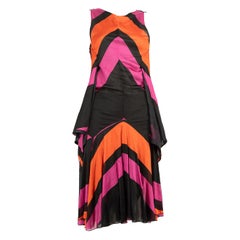 Balenciaga Chevron Pattern Sleeveless Midi Dress Size M