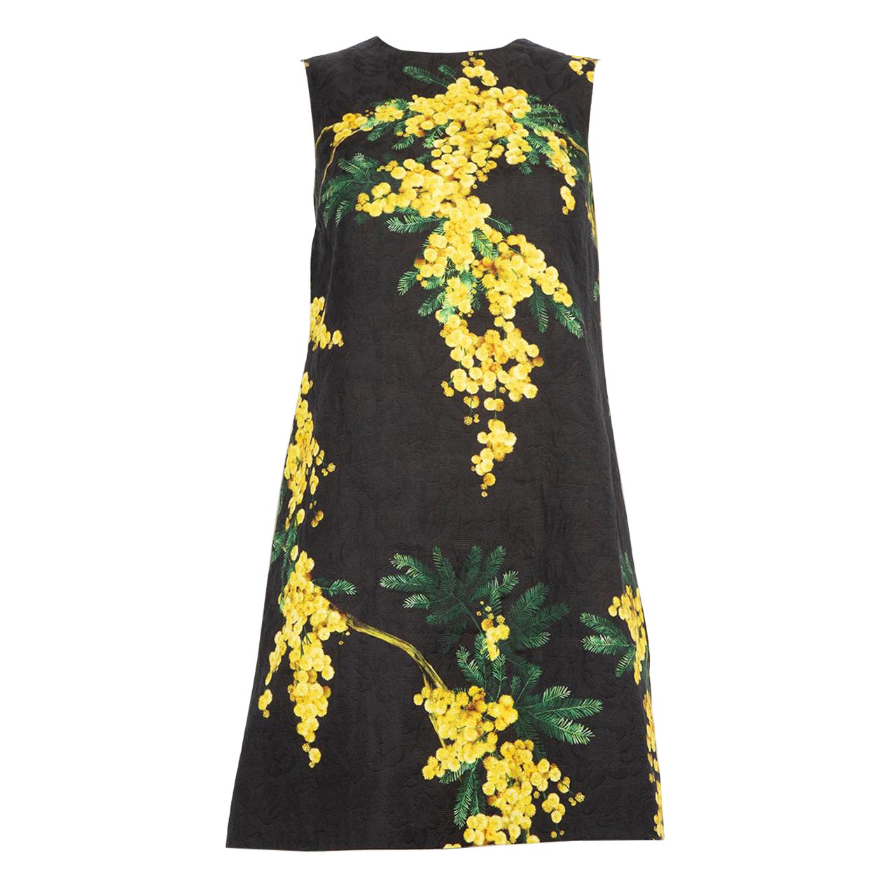 Dolce & Gabbana Yellow & Black Floral Dress Size S For Sale