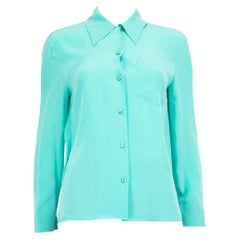 Prada Blue Silk Long Sleeve Shirt Size XS