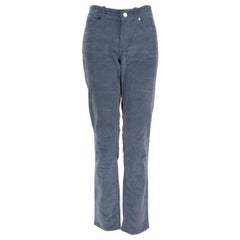 Loro Piana pantalon mince en velours côtelé bleu taille L