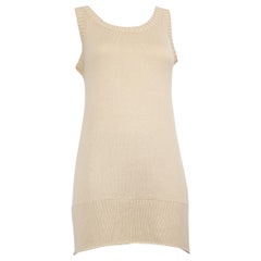 Loro Piana, top sans manches en maille de soie beige, taille M