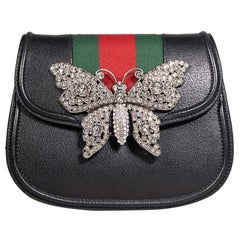 Gucci Black Leather Butterfly Linea Totem Bag