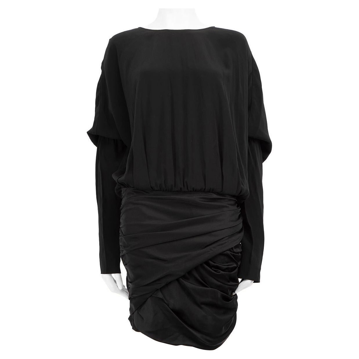 Saint Laurent Black Mini Batwing Sleeve Dress Size M For Sale
