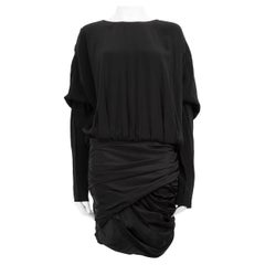 Saint Laurent Black Mini Batwing Sleeve Dress Size M