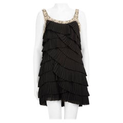 Rachel Gilbert Black Ruffle Embellished Dress Size XS