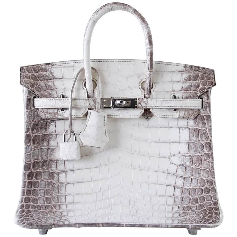 Blanc Matte Himalaya Niloticus Crocodile Birkin 25 Palladium