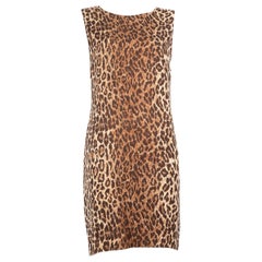 Dolce & Gabbana Brown Wool Leopard Mini Dress Size XL