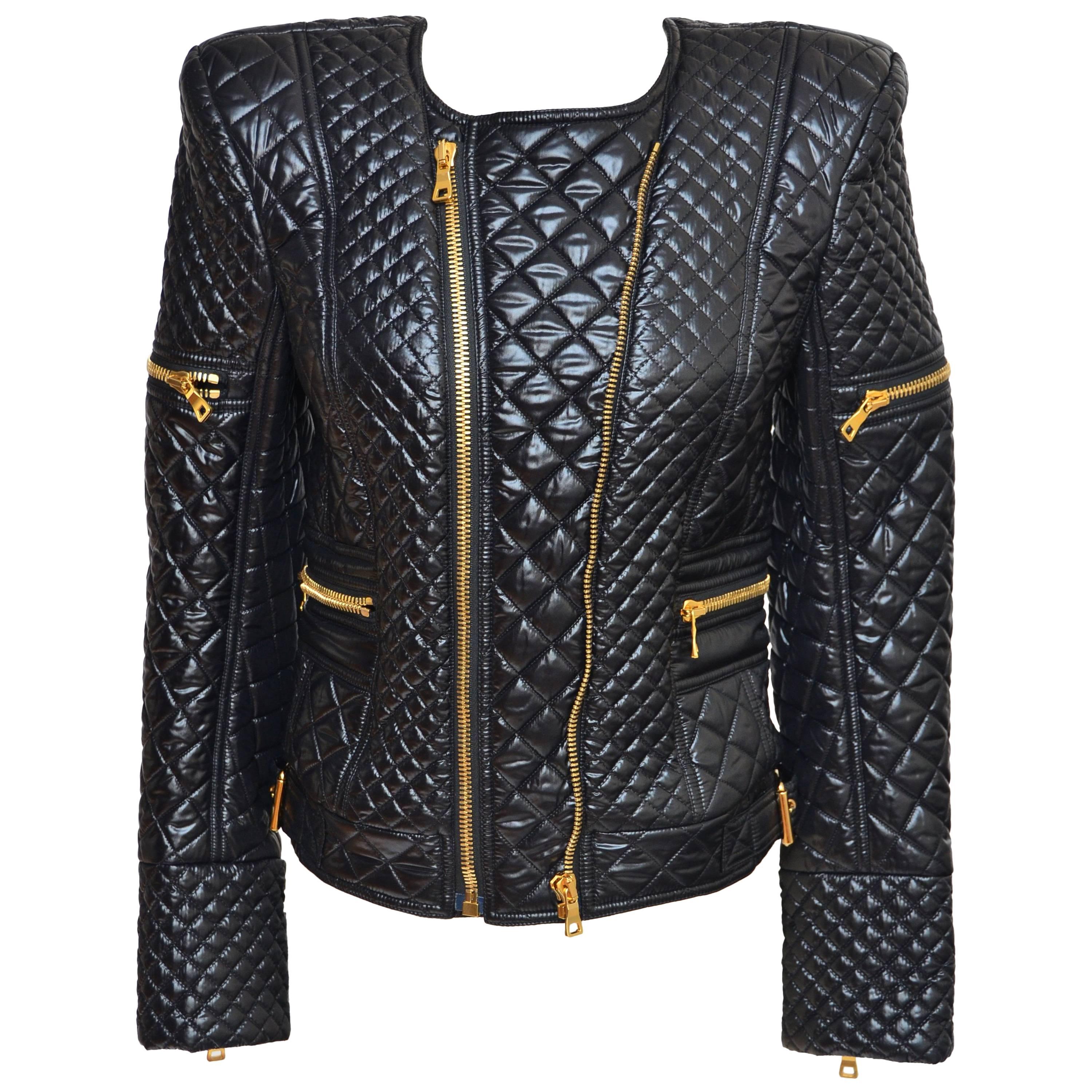 BALMAIN Black Quilted Techno Jacket Similar Seen On Beyonce And Nicki Minaj 40