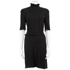 Prada Black Ruffle Mock Neck Dress Size S