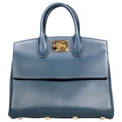 Salvatore Ferragamo Teal Leather Studio Handbag