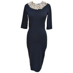Alexander McQueen Crystals Embellished Black Dress 2008 New M