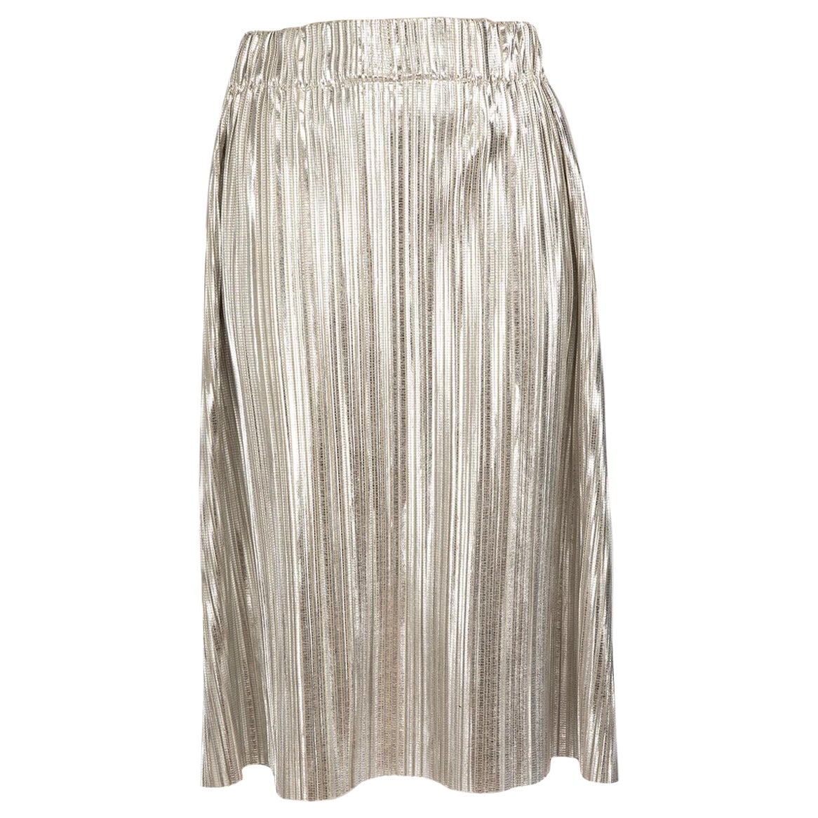 Isabel Marant Silver Metallic Pleated Midi Skirt Size M