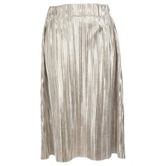 Isabel Marant Silber Metallic plissierter Midirock Größe M