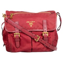 Prada Burgundy Tessuto Medium Messenger Bag